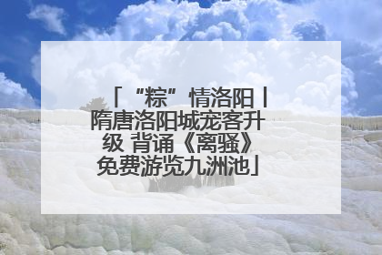 “粽”情洛阳丨隋唐洛阳城宠客升级 背诵《离骚》免费游览九洲池