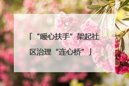 “暖心扶手”架起社区治理“连心桥”