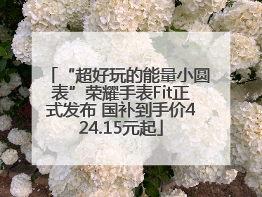 “超好玩的能量小圆表”荣耀手表Fit正式发布 国补到手价424.15元起