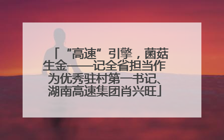 “高速”引擎，菌菇生金——记全省担当作为优秀驻村第一书记、湖南高速集团肖兴旺