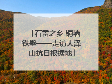 石雷之乡 铜墙铁壁——走访大泽山抗日根据地