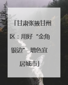 甘肃张掖甘州区：用好“金角银边” 增色宜居城市