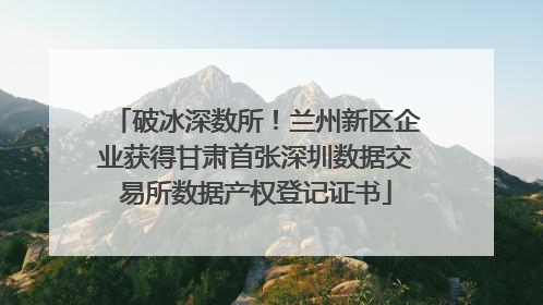 破冰深数所！兰州新区企业获得甘肃首张深圳数据交易所数据产权登记证书
