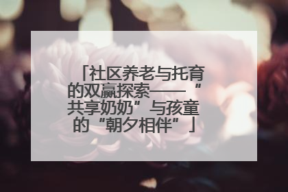 社区养老与托育的双赢探索——“共享奶奶”与孩童的“朝夕相伴”