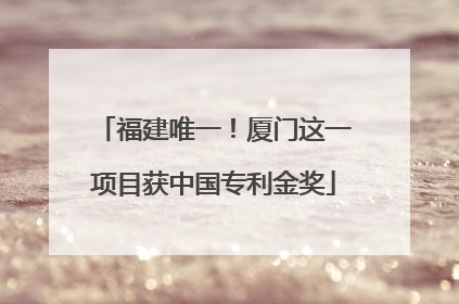 福建唯一！厦门这一项目获中国专利金奖