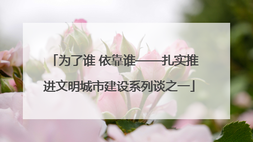 为了谁 依靠谁——扎实推进文明城市建设系列谈之一
