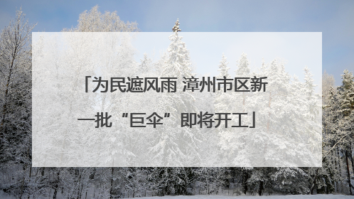 为民遮风雨 漳州市区新一批“巨伞”即将开工
