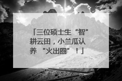 三位硕士生“智” 耕云田，小兰瓜认养 “火出圈”！