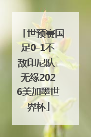 世预赛国足0-1不敌印尼队 无缘2026美加墨世界杯