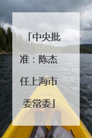 中央批准：陈杰任上海市委常委