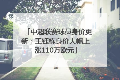 中超联赛球员身价更新：王钰栋身价大幅上涨110万欧元