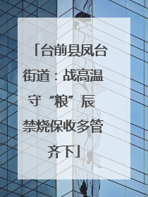台前县凤台街道：战高温守“粮”辰 禁烧保收多管齐下