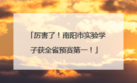 厉害了！南阳市实验学子获全省预赛第一！