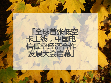 全球首张低空卡上线，中国电信低空经济合作发展大会启幕
