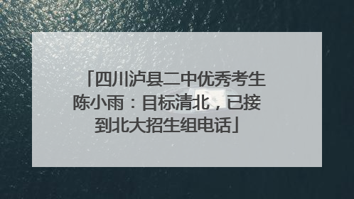 四川泸县二中优秀考生陈小雨：目标清北，已接到北大招生组电话