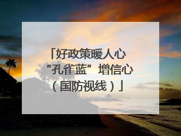 好政策暖人心 “孔雀蓝”增信心（国防视线）