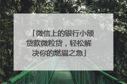 微信上的银行小额贷款微粒贷，轻松解决你的燃眉之急