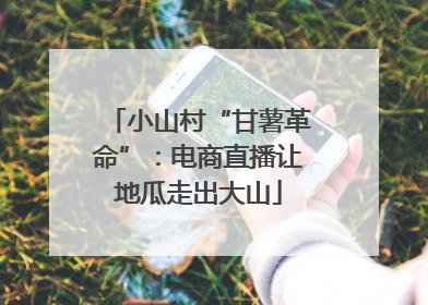 小山村“甘薯革命”：电商直播让地瓜走出大山