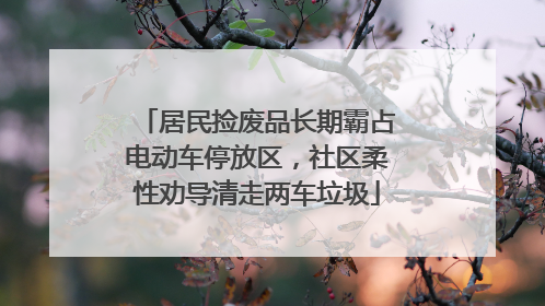 居民捡废品长期霸占电动车停放区，社区柔性劝导清走两车垃圾