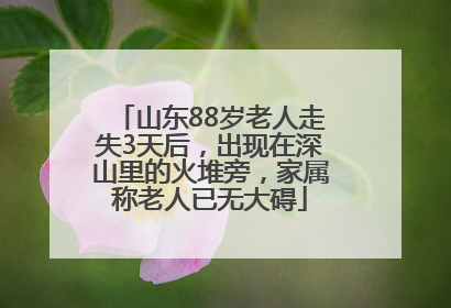 山东88岁老人走失3天后，出现在深山里的火堆旁，家属称老人已无大碍