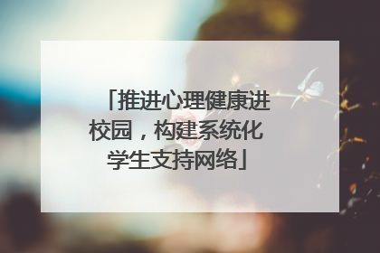 推进心理健康进校园，构建系统化学生支持网络