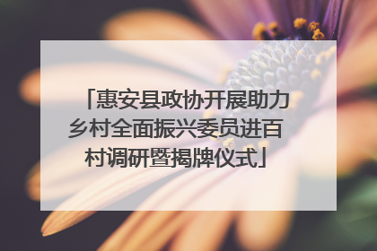 惠安县政协开展助力乡村全面振兴委员进百村调研暨揭牌仪式