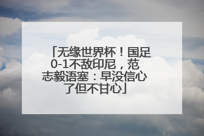 无缘世界杯！国足0-1不敌印尼，范志毅语塞：早没信心了但不甘心