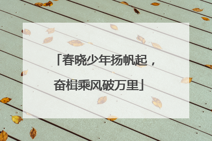 春晓少年扬帆起，奋楫乘风破万里