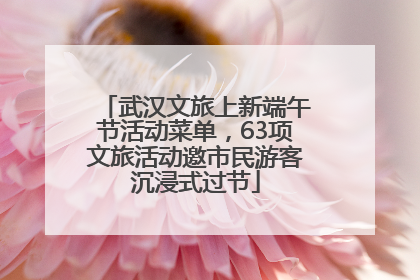 武汉文旅上新端午节活动菜单，63项文旅活动邀市民游客沉浸式过节