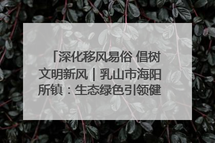 深化移风易俗 倡树文明新风｜乳山市海阳所镇：生态绿色引领健康生活新时尚