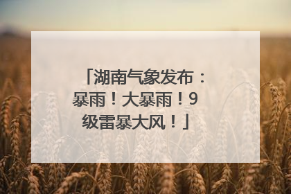 湖南气象发布：暴雨！大暴雨！9级雷暴大风！