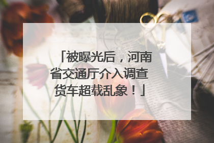 被曝光后，河南省交通厅介入调查货车超载乱象！