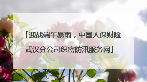 迎战端午暴雨，中国人保财险武汉分公司织密防汛服务网