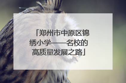 郑州市中原区锦绣小学——名校的高质量发展之路