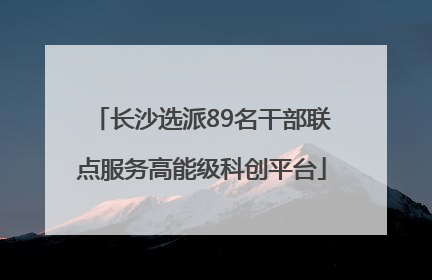 长沙选派89名干部联点服务高能级科创平台