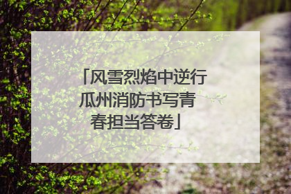 风雪烈焰中逆行 瓜州消防书写青春担当答卷