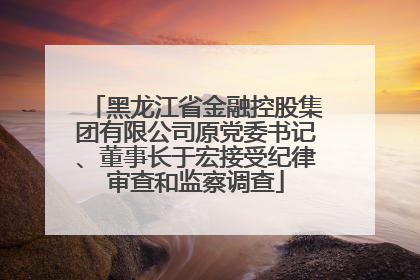 黑龙江省金融控股集团有限公司原党委书记、董事长于宏接受纪律审查和监察调查