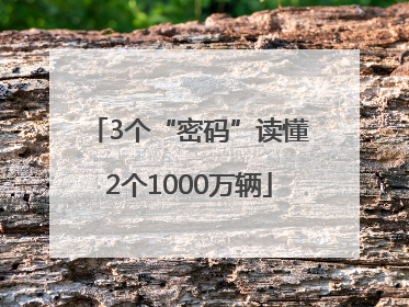 3个“密码”读懂2个1000万辆