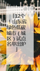 12个！山东省绿色低碳城市（城区）试点名单出炉